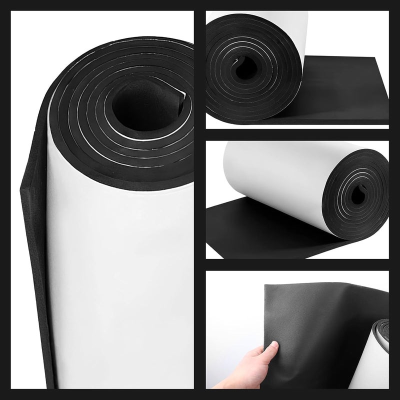YOGHAVRS Adhesive Foam Roll Neoprene Sponge Foam Sheet Roll Closed Cell Insulation Closed Cell Foam Sheet Soundproof Foam Padding (Black, 12x59x1/8 Inches) - Image 3